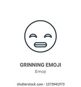 Grinning emoji outline vector icon. Thin line black grinning emoji icon, flat vector simple element illustration from editable emoji concept isolated on white background