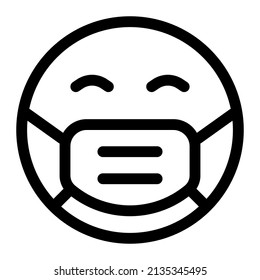 Grinning emoji with raised eyebrows wearing the mask