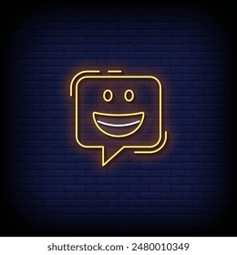 grinning emoji symbol neon sign vector