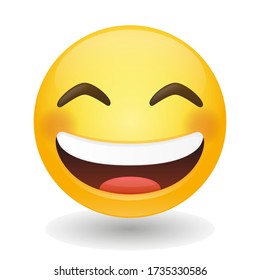 Grinning Emoji Vector art illustration design. Emoticon expression graphic round. Avatar kawaii style.