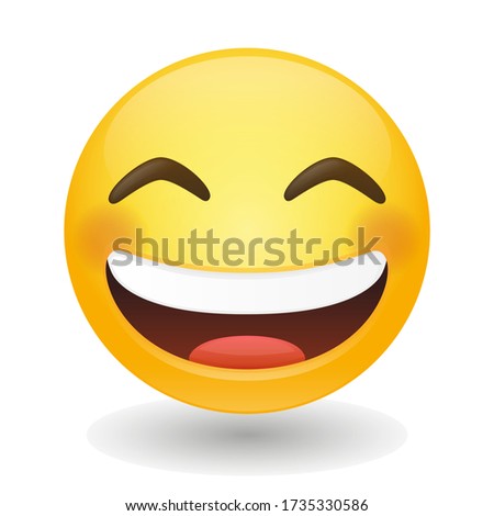 Grinning Emoji Vector art illustration design. Emoticon expression graphic round. Avatar kawaii style.