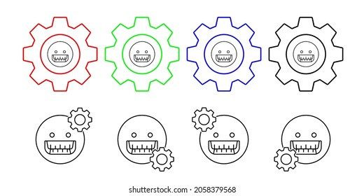 Grinning, emotions vector icon in gear set illustration for ui and ux, website or mobile application