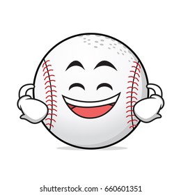 Grinning face baseball cartoon character