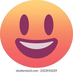 Grinsendes Gesicht mit großen Augen Emoji-Symbol. Trendfarben, beliebtes Element für Social Media und digitale Designs. Emoticon, isoliertes Element.