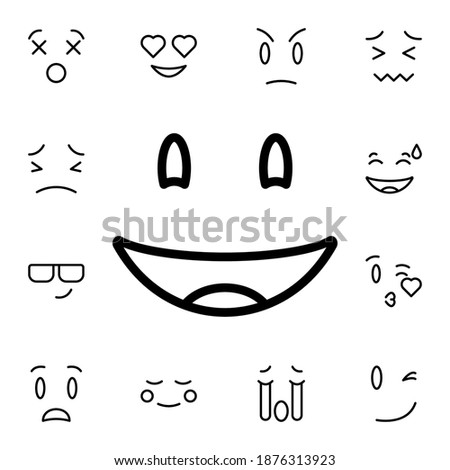 Grinning, face, big, eyes flat vector icon in emotions pack