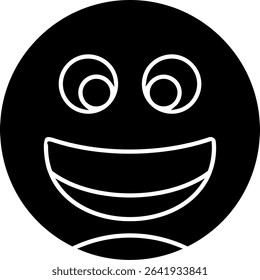Grinning Face with Big Eyes Glyph Vector Icon Design