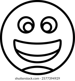 Grinning Face with Big Eyes Line Vector Icon Design