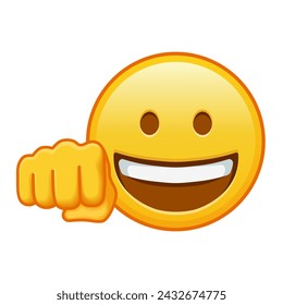 Grinning face with a fist Cheer or blow icon Large size of yellow emoji smile