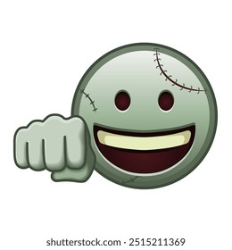 Grinning Gesicht mit einer Faust Cheer oder Blow-Symbol Große Größe Zombie Halloween Emoji