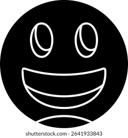 Grinning Face Glyph Vector Icon Design