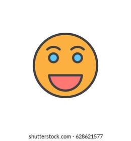 Grinning face, Happy smile emoji filled outline icon, line vector sign, linear colorful pictogram. Symbol, logo illustration. Pixel perfect