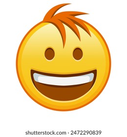 Grinsendes Gesicht Große Größe von gelben Emoji Lächeln mit Haar