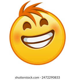 Grinning face with laughing eyes Large size of yellow emoji smile with hair