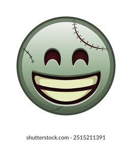 Grinsendes Gesicht mit lachenden Augen Große Größe von Zombie Halloween Emoji