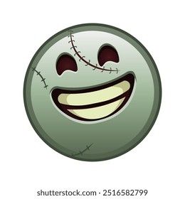 Grinsendes Gesicht mit lachenden Augen Große Größe von Zombie Halloween Emoji