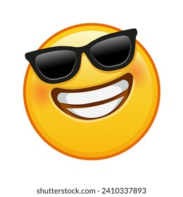 Grinning face with laughing eyes and sunglasses Large size of yellow emoji smile