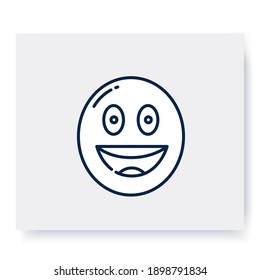 Grinning face line icon. Smiled face, emoticon with smiling eyes. Outline drawn sign. Facial expression emoji. Isolated vector illustration. Editable stroke 