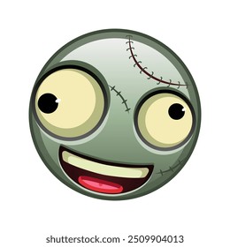 Um rosto sorridente com um olho grande e um pequeno Tamanho grande de zumbi halloween emoji