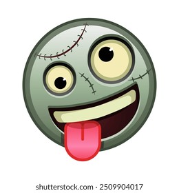 A grinning face with one large and one small eye Large size of zombie halloween emoji