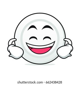 Grinning face plate cartoon character vector illustration