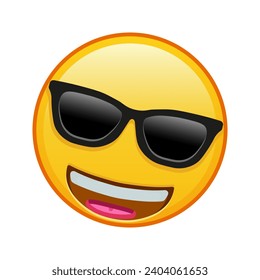 A grinning face with smile and sunglasses Large size of yellow emoji smile