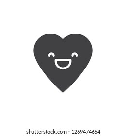 Grinning Face With Smiling Eyes emoticon vector icon. filled flat sign for mobile concept and web design. Happy heart face character emoji solid icon. Symbol, logo illustration. Vector graphics
