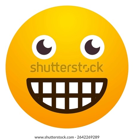 Grinning face with smiling eyes and glasses emoji. Nerd, smart, happy, friendly, or cheerful expression
