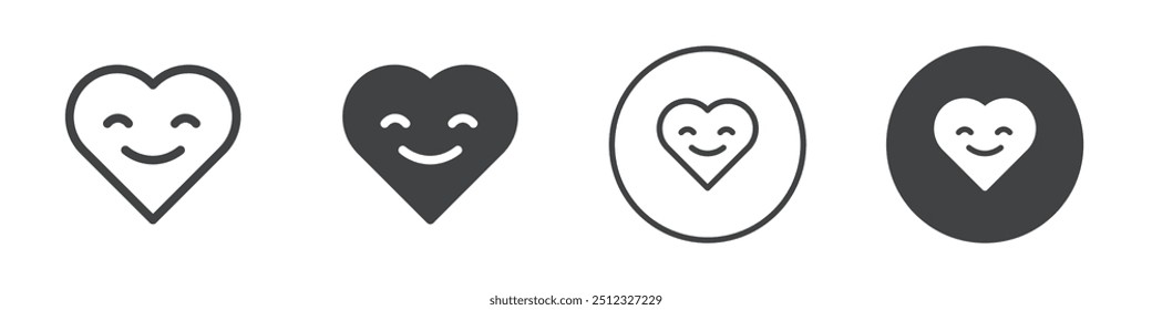 Cara sonriente con contorno de logotipo de Vector de icono de ojos sonrientes