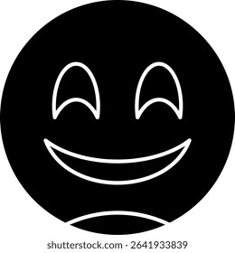 Grinning Face with Smiling Glyph Vector Icon Design