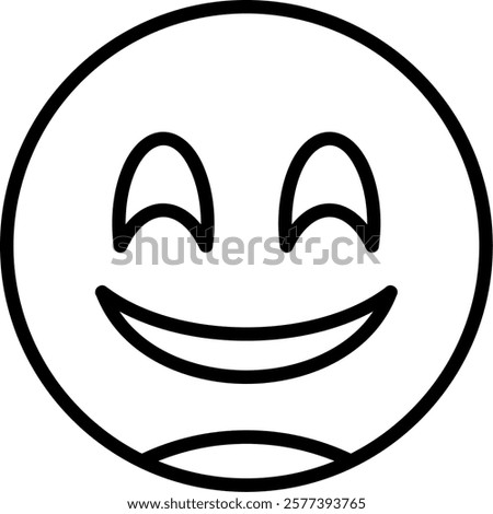 Grinning Face with Smiling Line Vector Icon Design