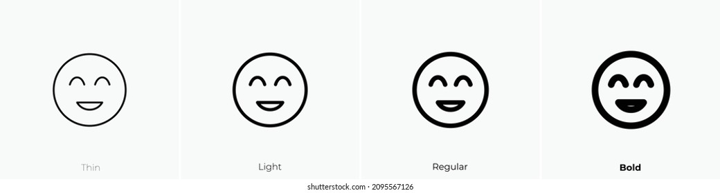 grinning face with squinting eyes icon. Thin, Light Regular And Bold style design isolated on white background