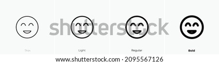 grinning face with squinting eyes icon. Thin, Light Regular And Bold style design isolated on white background