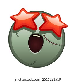 Ein grinsendes Gesicht mit Sternenaugen Große Größe von Zombie-Halloween-Emoji