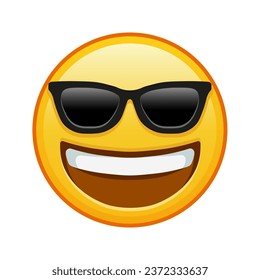 Ein grinsendes Gesicht mit Sonnenbrille Große Größe des gelben Emoji-Lächels