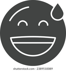 Grinning Face mit Sweat Symbol Vektorbild. Geeignet für mobile Applikationen und Printmedien.