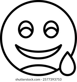 Grinning Face with Sweat Line Vector Icon Design