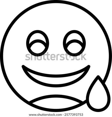 Grinning Face with Sweat Line Vector Icon Design