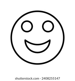 Grinning Face Vector Line Icon Design