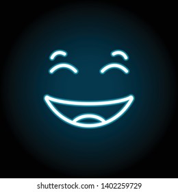 grinning, face, with, smiling, eyes neon icon. Simple thin line, outline vector of Emotion icons for UI and UX, website or mobile application on dark blue gradient background
