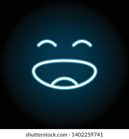 grinning, face, with, smiling, eyes neon icon. Simple thin line, outline vector of Emotion icons for UI and UX, website or mobile application on dark blue gradient background