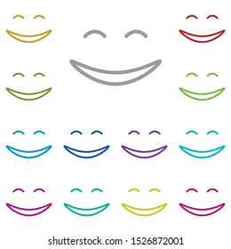 Grinning, face, with, smiling, eyes multi color icon. Simple thin line, outline vector of emotion icons for ui and ux, website or mobile application