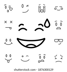 Grinning, face, with, sweat flat vector icon in emotions pack