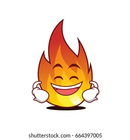 Grinning fire character cartoon style vector illustration