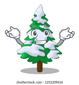 Grinning firs with snow on character tree