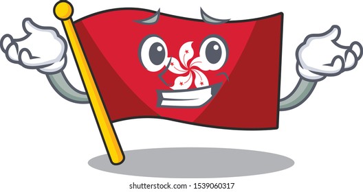 Grinning flag hongkong clings to mascot wall