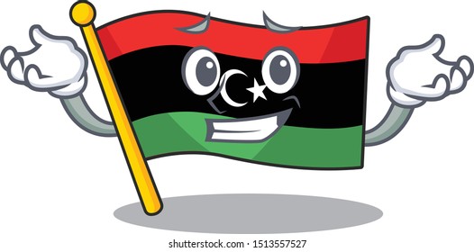 Grinning flag libya cartoon isolated the mascot
