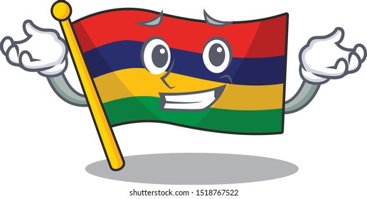 Grinning flag mauritius hoisted above cartoon pole