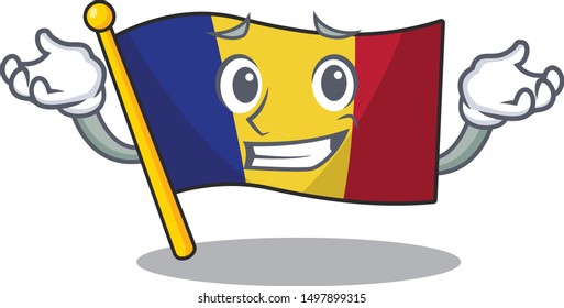 Grinning flag romania cartoon shaped on character