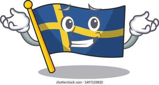 Grinning flag sweden isolated in the cartoon