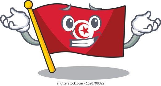 Grinning flag tunisia placed above mascot table